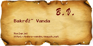 Bakró Vanda névjegykártya
